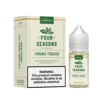 Virginia Tobacco by Four Seasons Series E-Liquid 30mL (Freebase) bottle with packaging