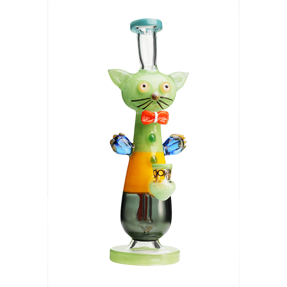 Lookah 12″ Cute Cat Gentleman Water Pipe | green