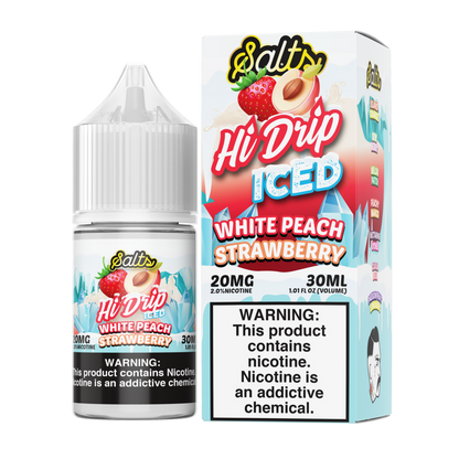 White Peach Strawberry ICED by Hi-Drip Salts | 30ml | 20mg | bottle with packaging