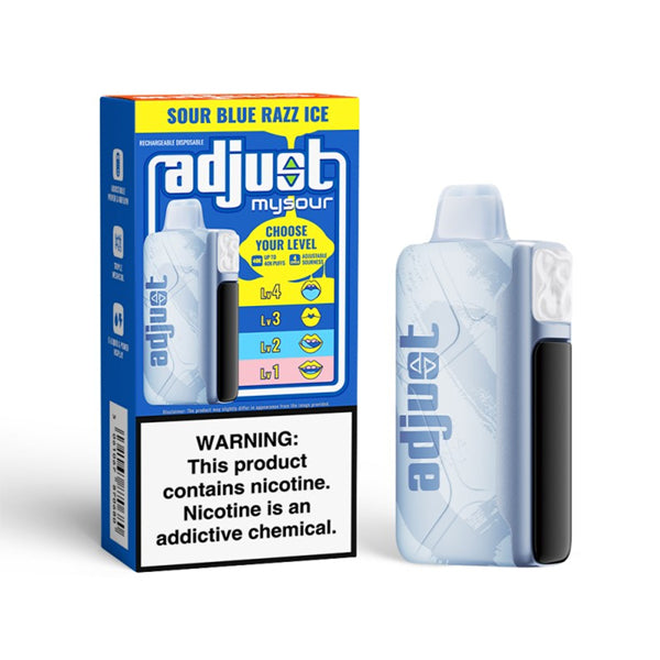 Adjust MySour 40k Disposable 20mL 50mg | Sour Blue Razz Ice with packaging