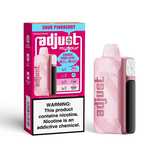 Adjust MySour 40k Disposable 20mL 50mg | Sour Pinkberry with packaging