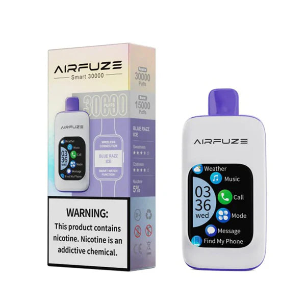 AIRFUZE Smart-Phone Disposable 30000 Puffs 20mL 50mg Blue Razz Ice with packaging