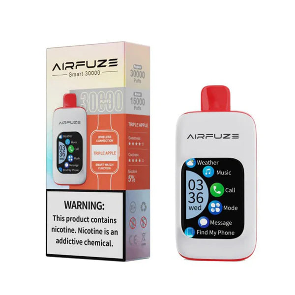 AIRFUZE Smart-Phone Disposable 30000 Puffs 20mL 50mg Triple with packaging Apple with packaging