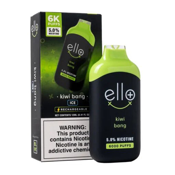 BLVK Disposable - Ello Plus 6000 Puffs (12mL) 50mg Kiwi Bang with packaging