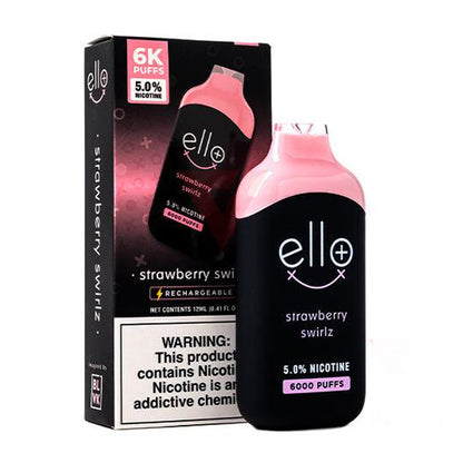 BLVK Disposable - Ello Plus 6000 Puffs (12mL) 50mg Strawberry Swirlz with packaging