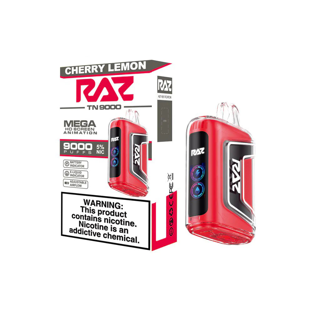 RAZ TN9000 Disposable 9000 Puffs 12mL 50mg Cherry Lemon with Packaging