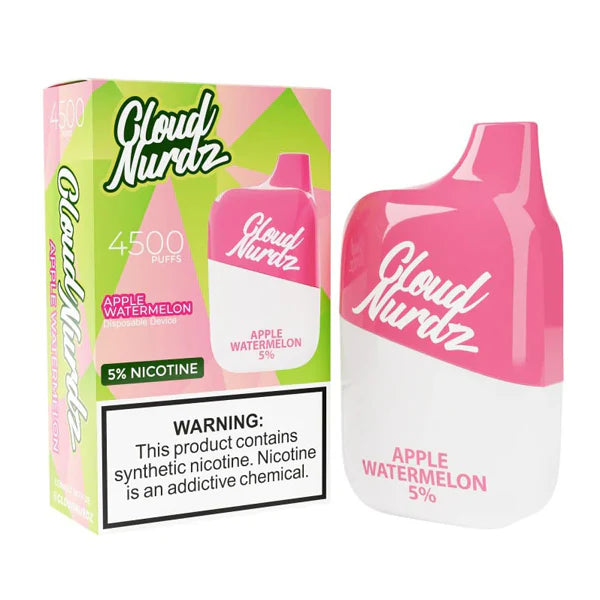 Cloud Nurdz 0% Disposable 4500 Puff 12mL 00mg - Apple Watermelon with packaging