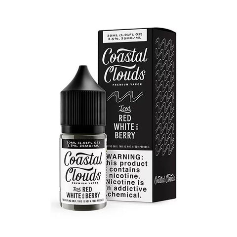 Red White and Berry Iced by Coastal Clouds Salt Series E-Liquid 30mL (Salt Nic) with packaging