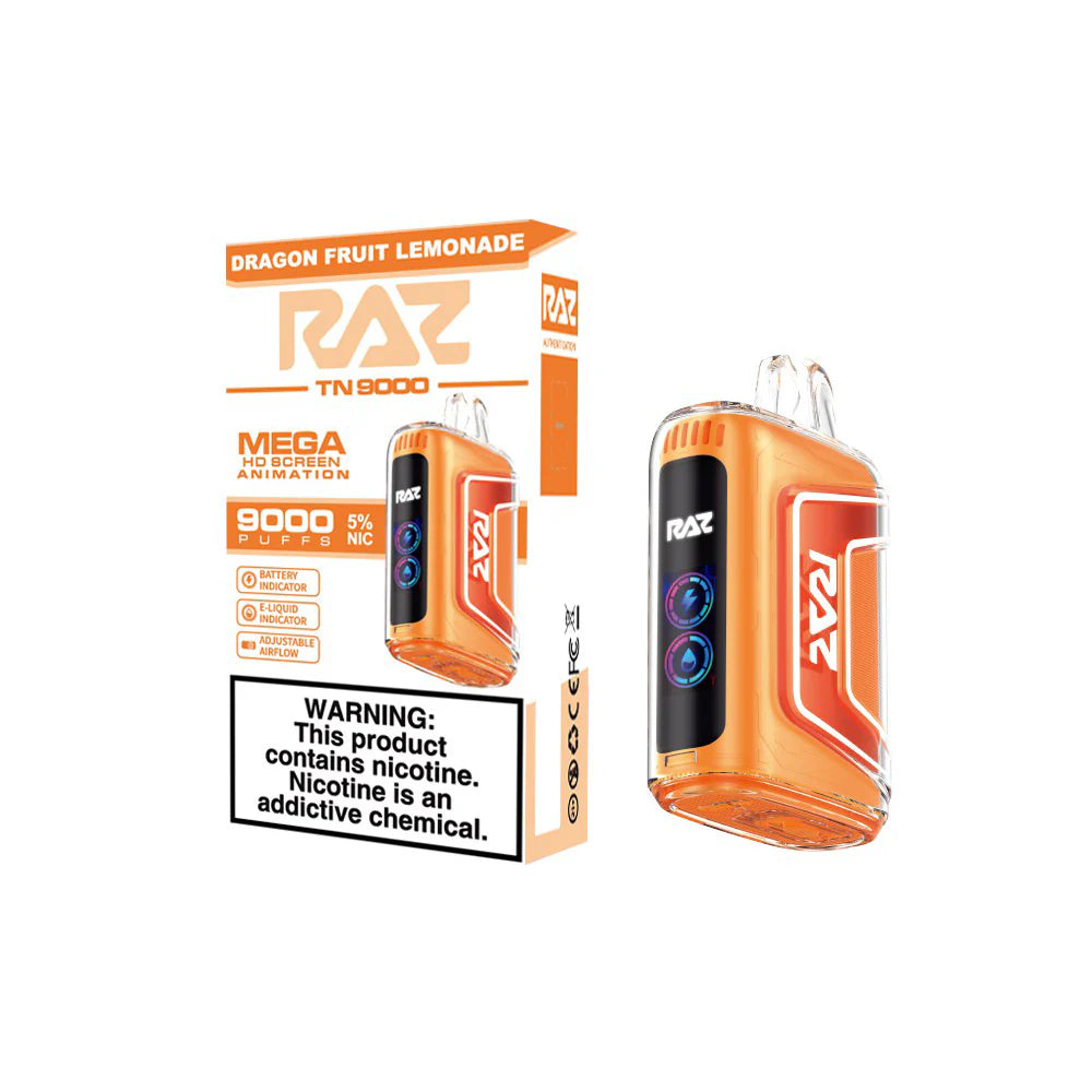 RAZ TN9000 Disposable 9000 Puffs 12mL 50mg Dragon fruit Lermonade with Packaging