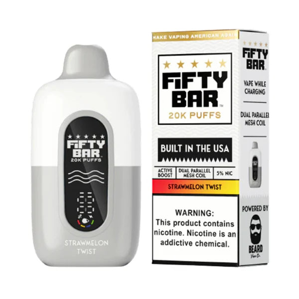 Fifty Bar V2 20K Disposable 20000 Puffs 16mL 50mg - Strawmelon Twist with Packaging