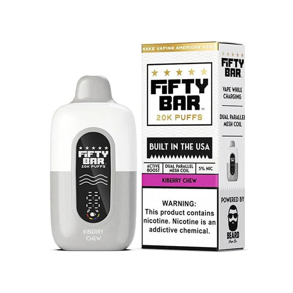 Fifty Bar V2 20K Disposable 20000 Puffs 16mL 50mg Kiberry Chew with Packaging