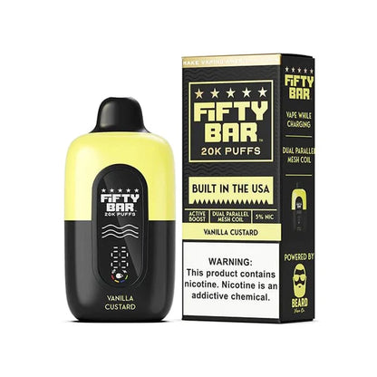 Fifty Bar V2 20K Disposable 20000 Puffs 16mL 50mg Vanilla Custard with Packaging