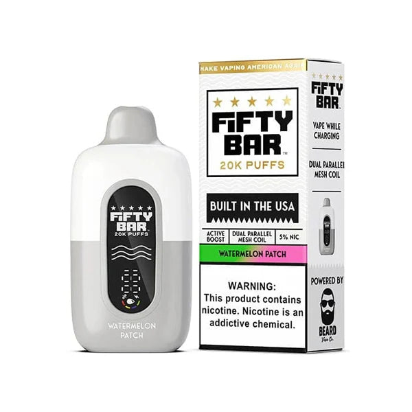 Fifty Bar V2 20K Disposable 20000 Puffs 16mL 50mg Watermelon Patch with Packaging