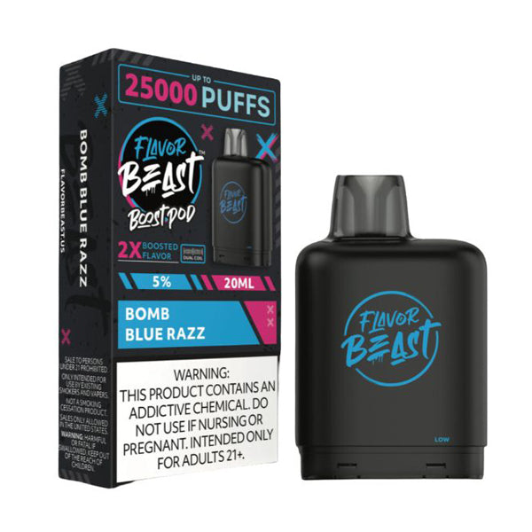 Flavor Beast Boost Starter Kit (Device + Pod) | Bomb Blue Razz Midnight Black with packaging