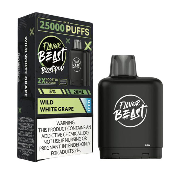 Flavor Beast Boost Starter Kit (Device + Pod) | Wild White Grape Midnight Black with packaging