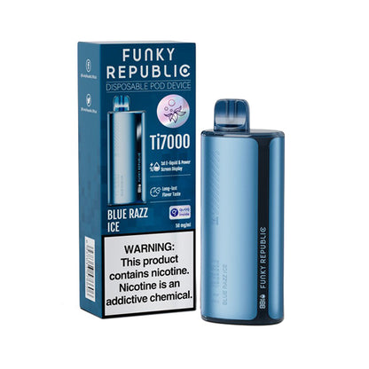 Funky Republic Ti7000 Disposable | 7000 Puff | 12.8mL | 4%-5% Blue Razz Ice with Packaging