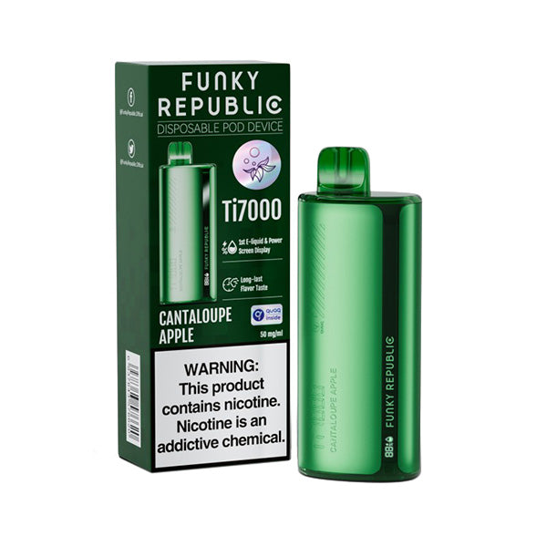 Funky Republic Ti7000 Disposable | 7000 Puff | 12.8mL | 4%-5% Cantaloupe Apple with Packaging