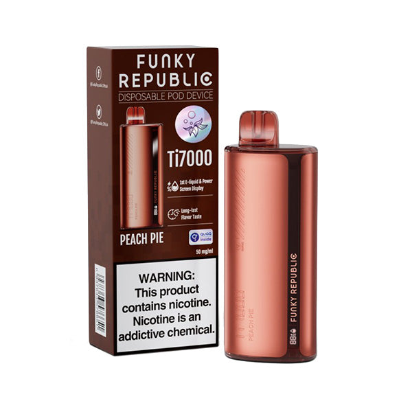 Funky Republic Ti7000 Disposable | 7000 Puff | 12.8mL | 4%-5% Peach Pie with Packaging