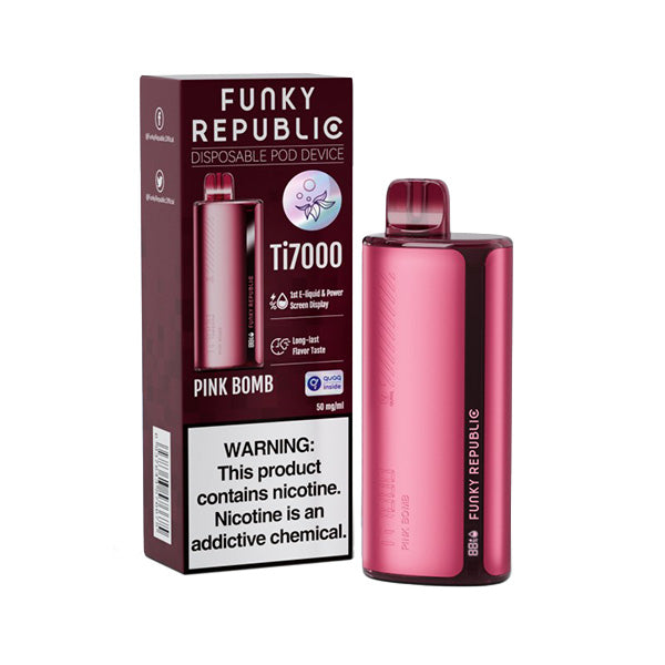 Funky Republic Ti7000 Disposable | 7000 Puff | 12.8mL | 4%-5% Pink Bomb with Packaging