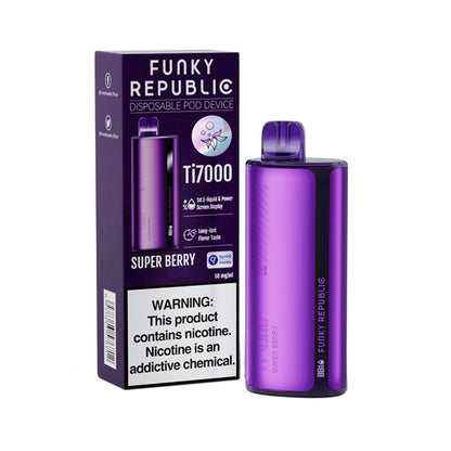 Funky Republic Ti7000 Disposable | 7000 Puff | 12.8mL | 4%-5% Super Berry with Packaging