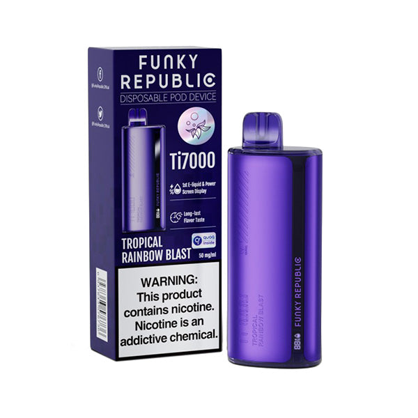 Funky Republic Ti7000 Disposable | 7000 Puff | 12.8mL | 4%-5% Tropical Rainbow Blast with Packaging