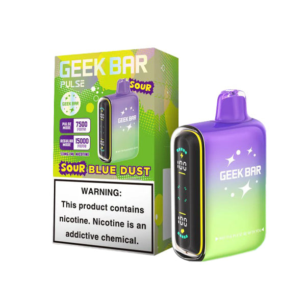 Geek Bar Pulse Disposable 15000 Puff 16mL 50mg | Sour Blue Dust with packaging