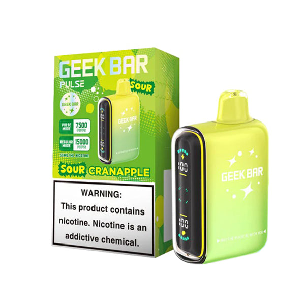 Geek Bar Pulse Disposable 15000 Puff 16mL 50mg - Sour Cranapple with packaging