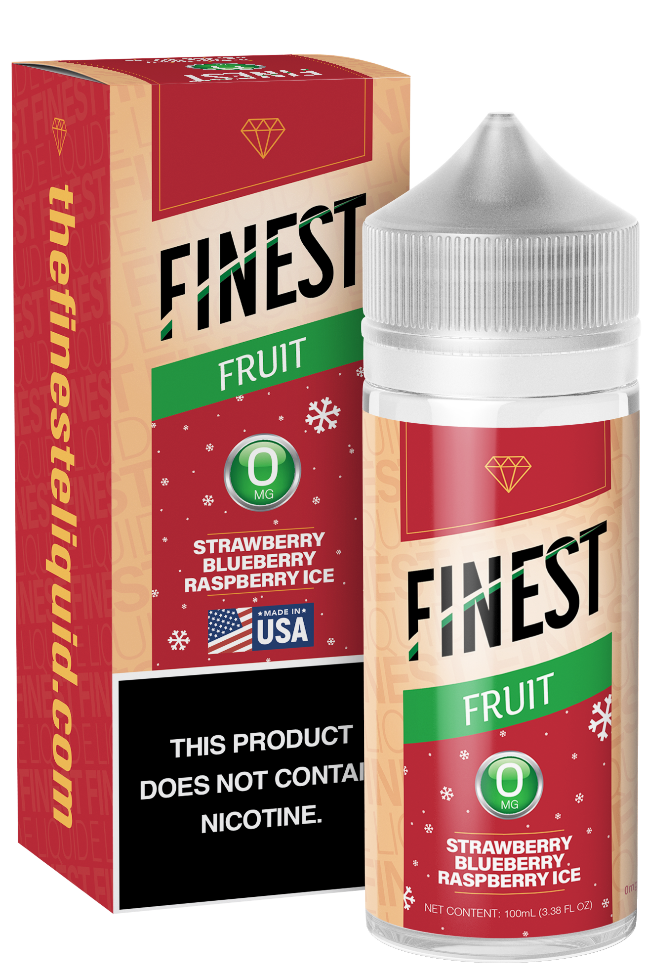 Strawberry Blueberry Raspberry Ice by Finest E-Liquid 100mL (Freebase) with packaging