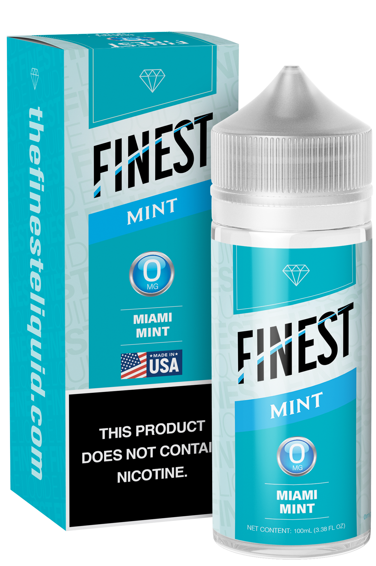 Miami Mint by Finest E-Liquid 100mL (Freebase) with packaging