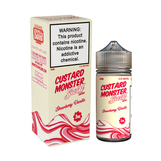 Custard Swirl - Strawberry Vanilla by Jam Monster Series E-Liquid 100mL (Freebase) with packaging