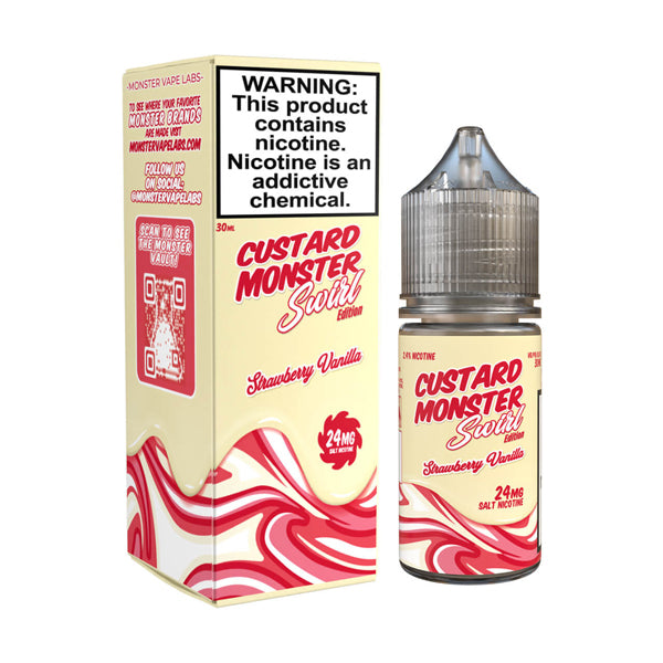 Custard Swirl - Strawberry Vanilla by Jam Monster Salt Series E-Liquid 30mL (Salt Nic) with packaging