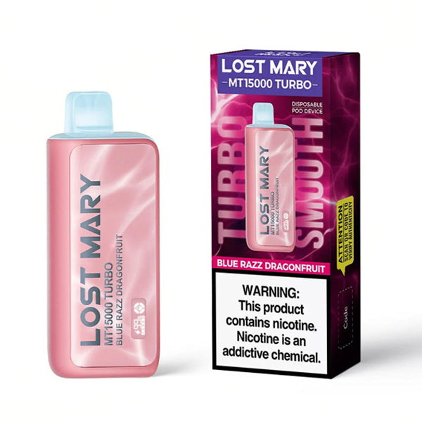 Lost Mary MT15000 Turbo Disposable 15000 Puffs 16mL 50mg - blue razz dragonfruit with packaging