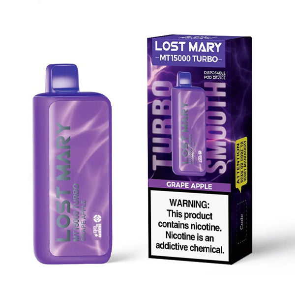 Lost Mary MT15000 Turbo Disposable 15000 Puffs 16mL 50mg grape apple with packaging