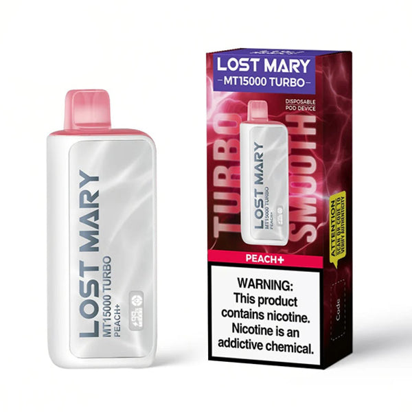 Lost Mary MT15000 Turbo Disposable 15000 Puffs 16mL 50mg - peach+ with packaging