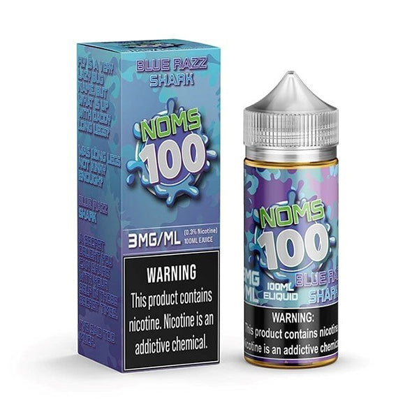 Blue Razz Shark by Noms 100 Series E-Liquid 100mL (Freebase) with packaging