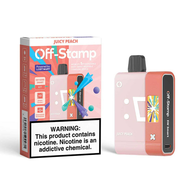 Off Stamp (Dispo KIT)(16000Puff 17mL) SW16000 Dispo + Power Dock | Juicy Peach with packaging