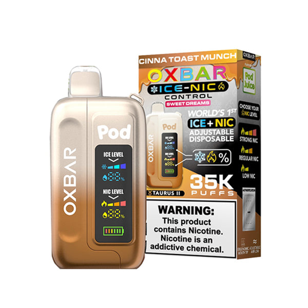 Oxbar Ice-Nic Control Pod Juice Disposable 35000 Puffs 14mL 50mg | Cinna Toast Munch with Packaging