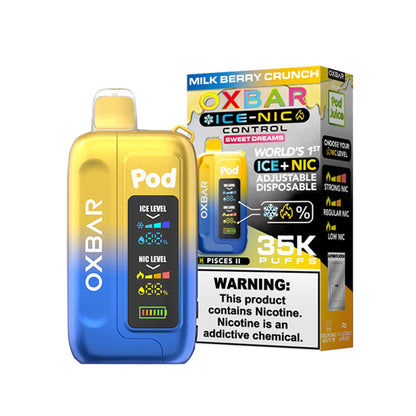 Oxbar Ice-Nic Control Pod Juice Disposable 35000 Puffs 14mL 50mg | Milkberry Crunch with Packaging