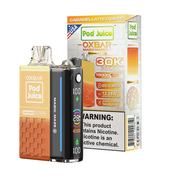 Oxbar Magic Maze 2.0 Pod Juice Edition Disposable 30000 puffs 13mL 50mg - Caramel Latte Frappe with packaging