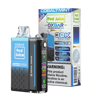 Oxbar Magic Maze 2.0 Pod Juice Edition Disposable 30000 puffs 13mL 50mg - Cobalt Mint with packaging