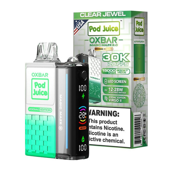 Oxbar Magic Maze 2.0 Pod Juice Edition Disposable 30000 puffs 13mL 50mg clear jewel with packaging