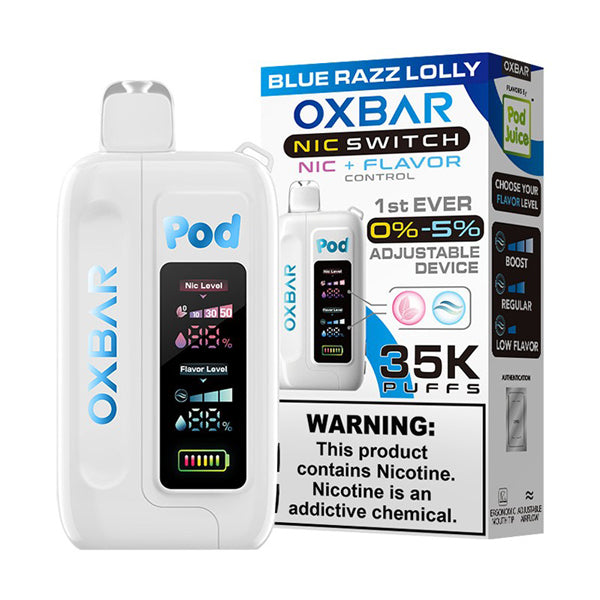 Oxbar Nic-Switch (Dispo) (35000Puff)(14mL) Pod Juice Edt. | Blue Razz Lolly with packaging