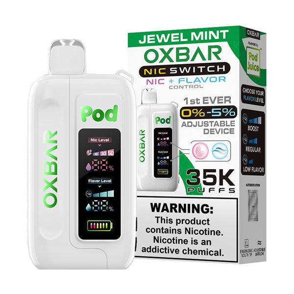 Oxbar Nic-Switch (Dispo) (35000Puff)(14mL) Pod Juice Edt. | Jewel Mint with packaging