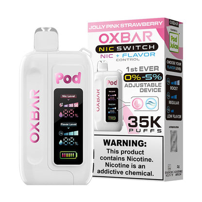 Oxbar Nic-Switch (Dispo) (35000Puff)(14mL) Pod Juice Edt. | Jolly Pink Strawberry with packaging