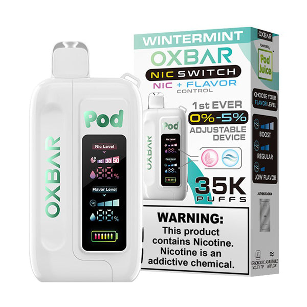 Oxbar Nic-Switch (Dispo) (35000Puff)(14mL) Pod Juice Edt. | Wintermint with packaging