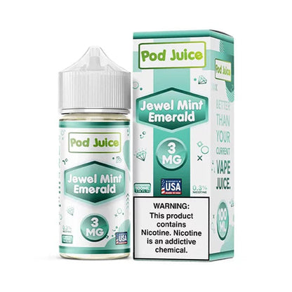 Jewel Mint Emerald by Pod Juice Series’s E-Liquid 100mL (Freebase) - 3Mg with packaging