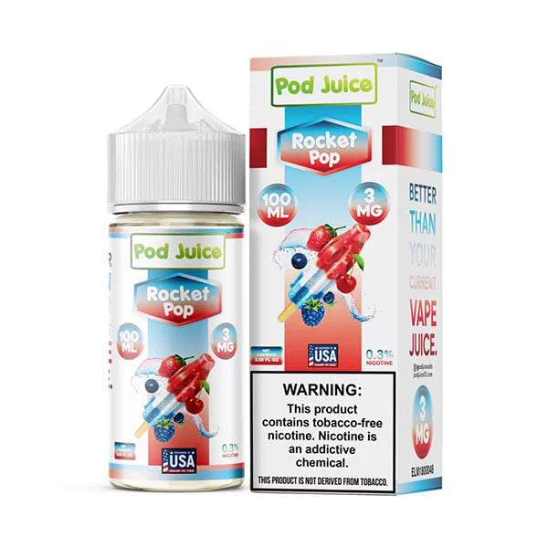 Rocket Pop by Pod Juice Series’s E-Liquid 100mL (Freebase) - 3Mg with packaging