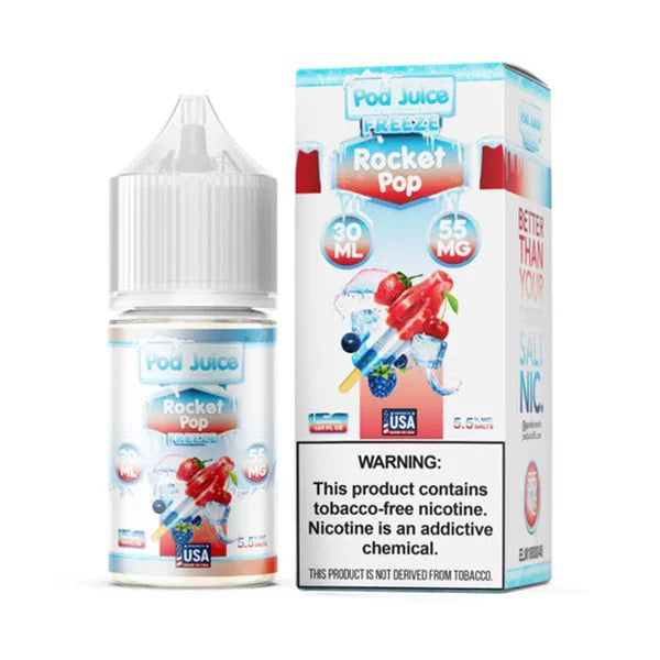 Rocket Pop Freeze by Pod Juice TFN Salt Series’s E-Liquid 30mL (Salt Nic) - 55Mg with packaging