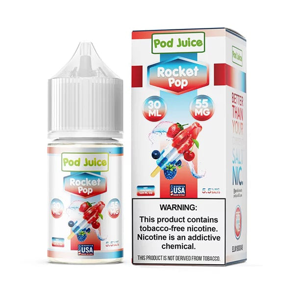 Rocket Pop by Pod Juice TFN Salt Series’s E-Liquid 30mL (Salt Nic) - 55Mg with packaging