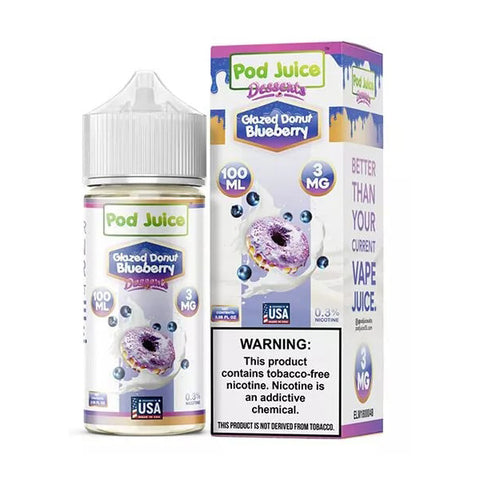 Glazed Donut Blueberry by Pod Juice TFN Series E-Liquid 100mL (Freebase) with packaging
